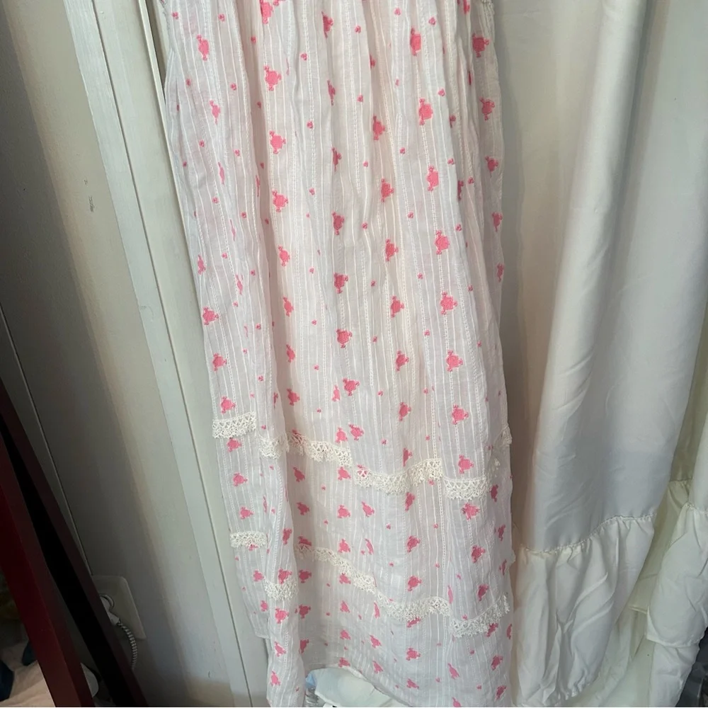 NWT Loveshackfancy Pink White Maxi Dress Jeanette Ryan size 2 BNWT - Picture 8 of 8